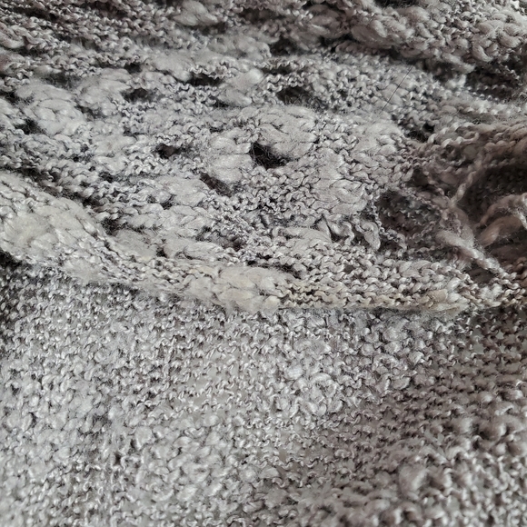 Belldini Gray Crochet Knit Long Sleeve Open Cardigan Sweater - Picture 6 of 14